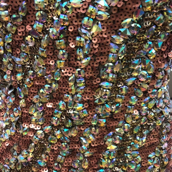 Stunning Gold full of Ab stones & Sequins size 4 Formal Dress GORGEOUS - Picture 6 of 12